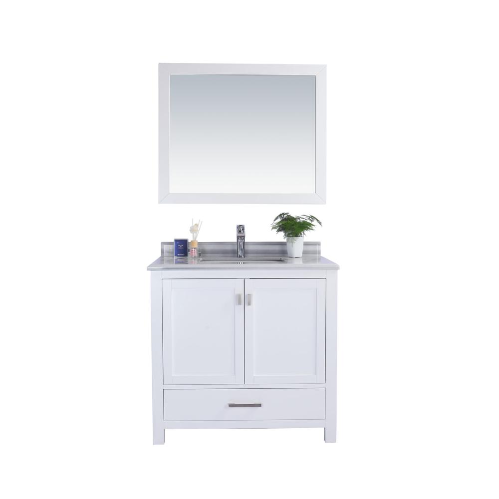 Wilson 36 - White Cabinet + White Stripes Marble Countertop. Picture 1