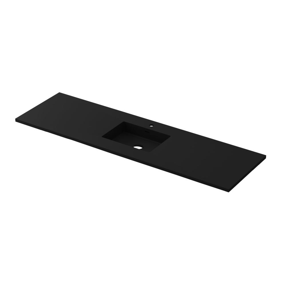 VIVA Stone 72" Single Sink Matte Black - Solid Surface Countertop. Picture 1