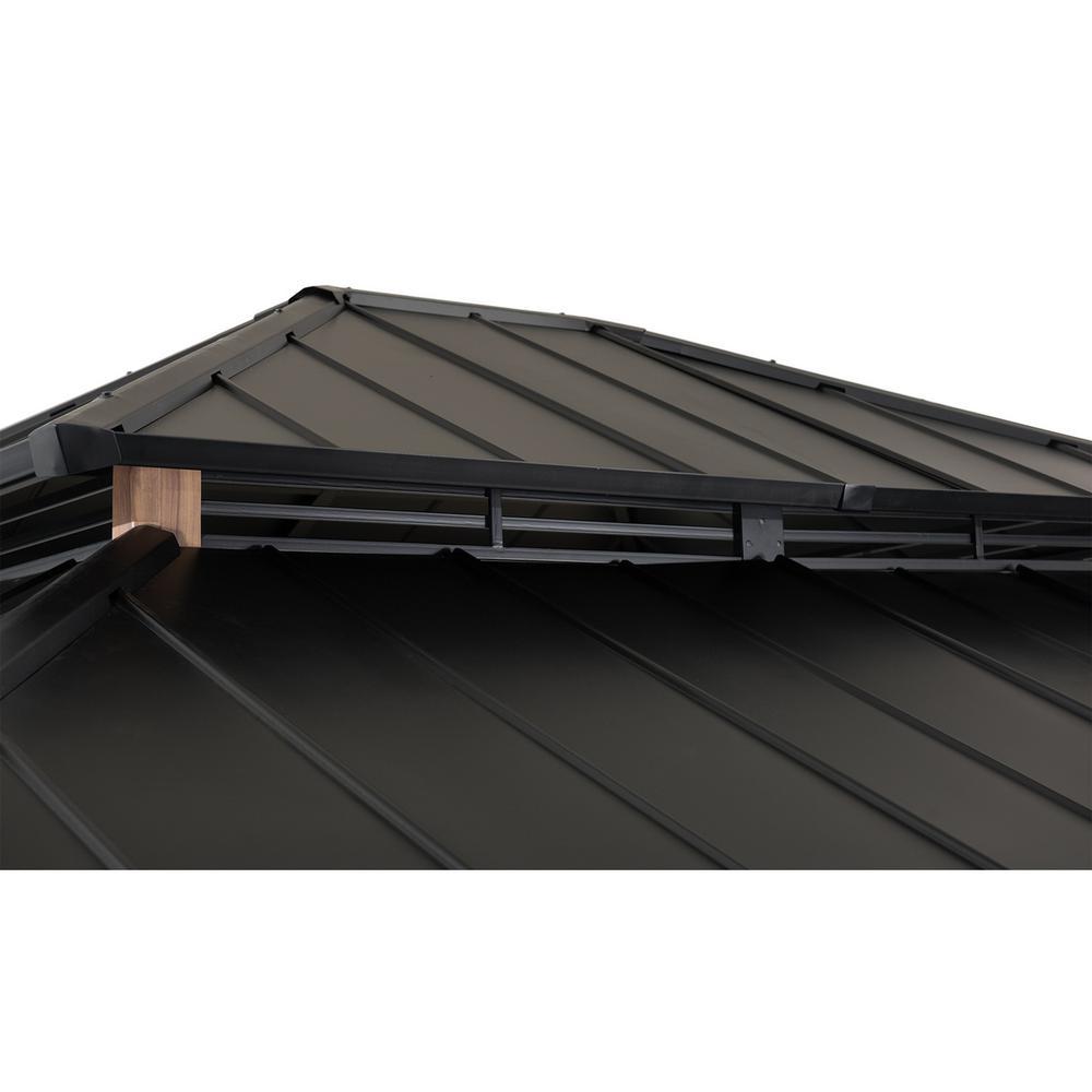 Roberts Outdoor Patio Steel Frame Hardtop Gazebo with 2-Tier  Steel Roof. Picture 3