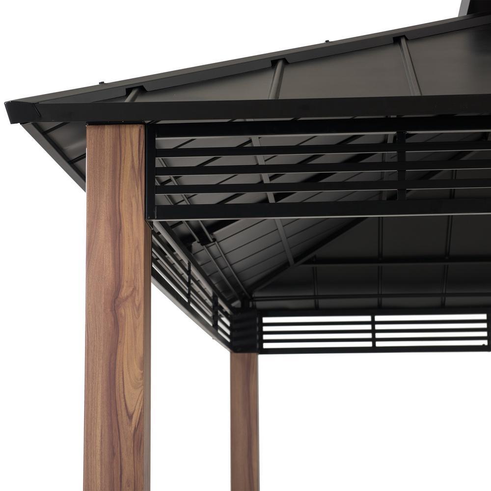 Roberts Outdoor Patio Steel Frame Hardtop Gazebo with 2-Tier  Steel Roof. Picture 2