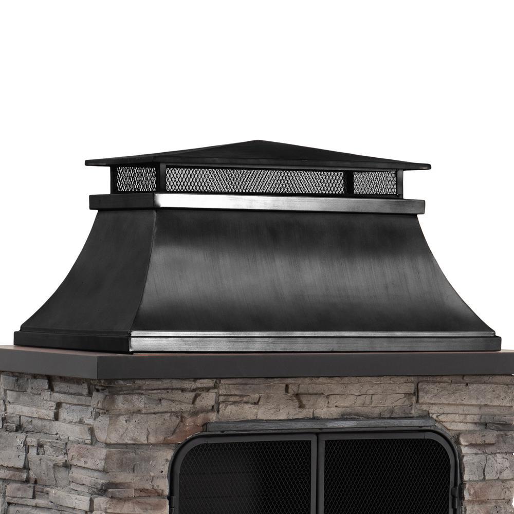 Sunjoy Outdoor Patio Wood Burning Fireplace with Steel Chimney. Picture 4