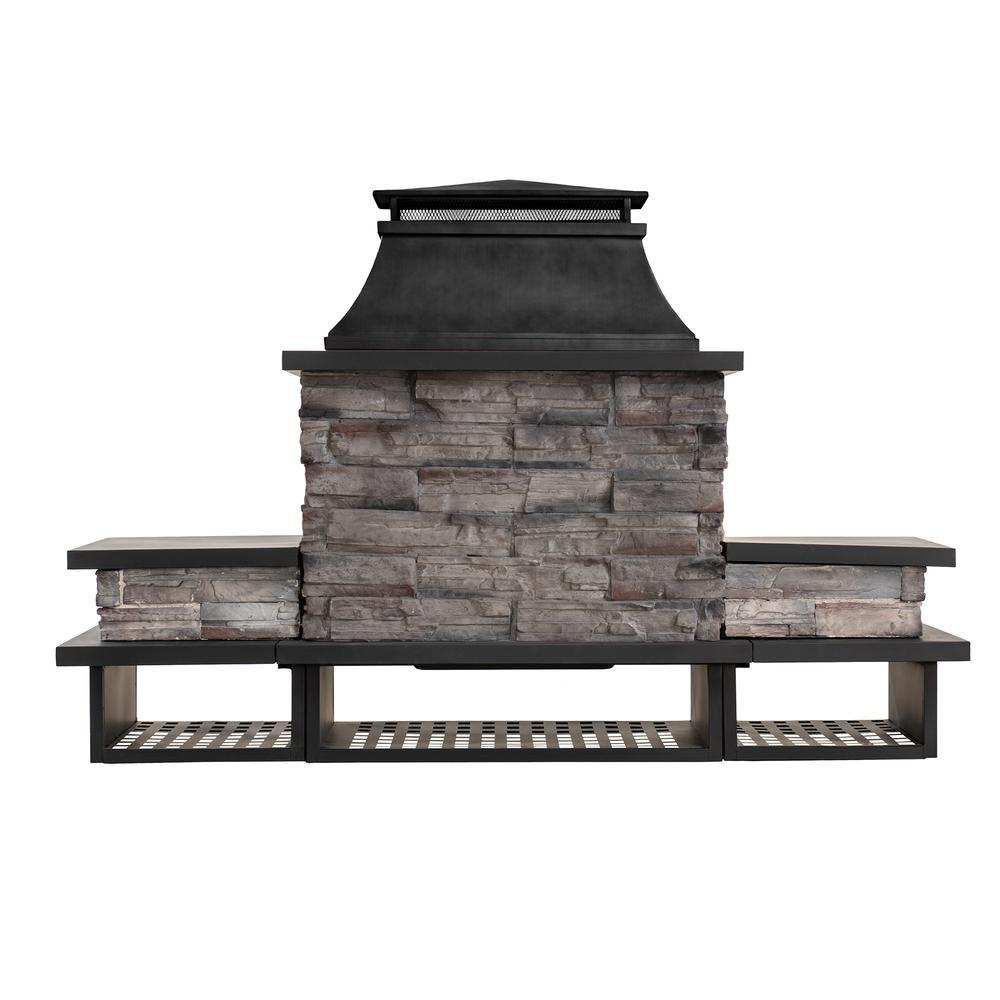Sunjoy Outdoor Patio Wood Burning Fireplace with Steel Chimney. Picture 3