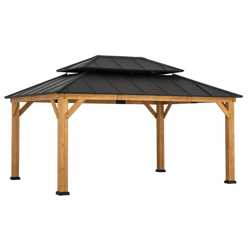 Sunjoy 12 ft. x 16 ft. Cedar Framed Gazebo with Steel Hardtop