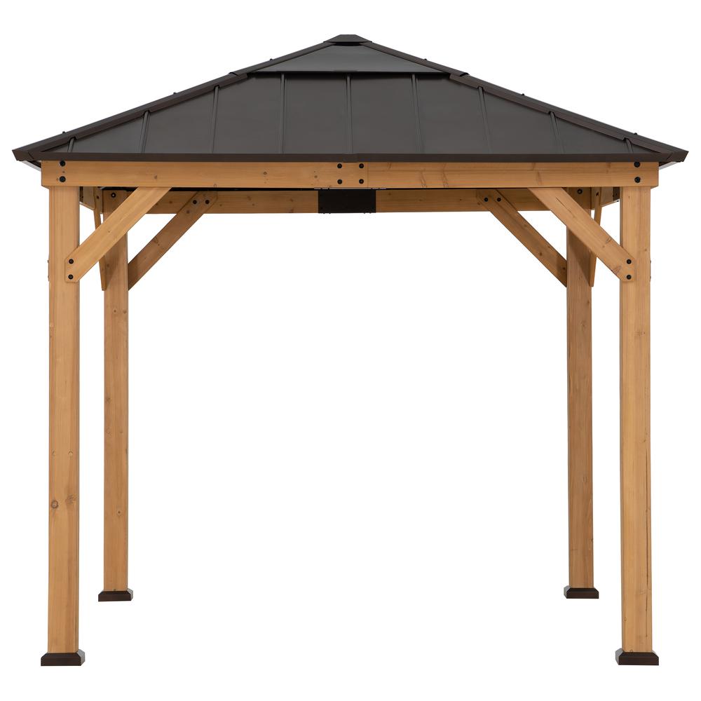 Outdoor Patio, Cedar Framed Gazebo with Steel & Polycarbonate Hip Roof Hardtop. Picture 1