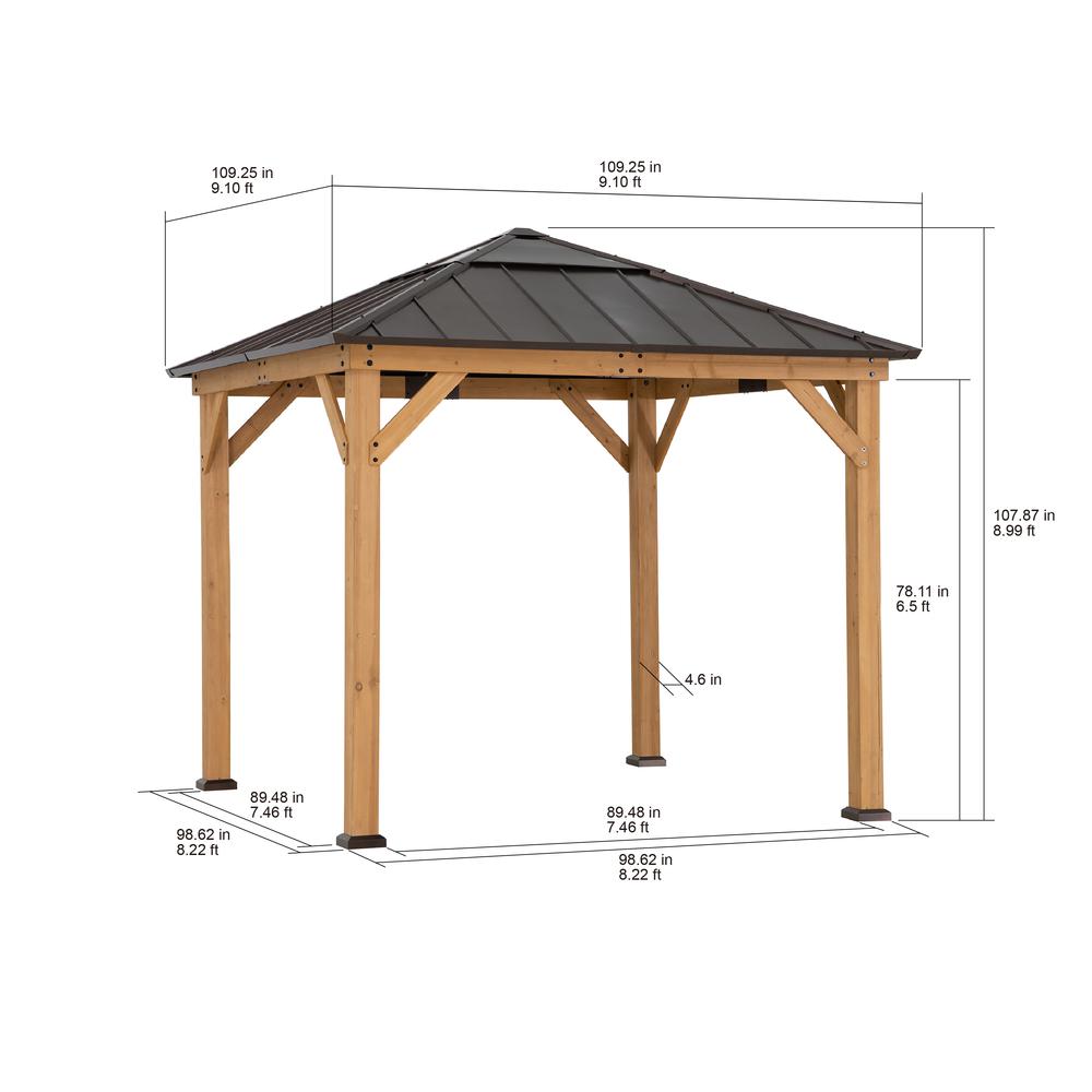 Outdoor Patio, Cedar Framed Gazebo with Steel & Polycarbonate Hip Roof Hardtop. Picture 2