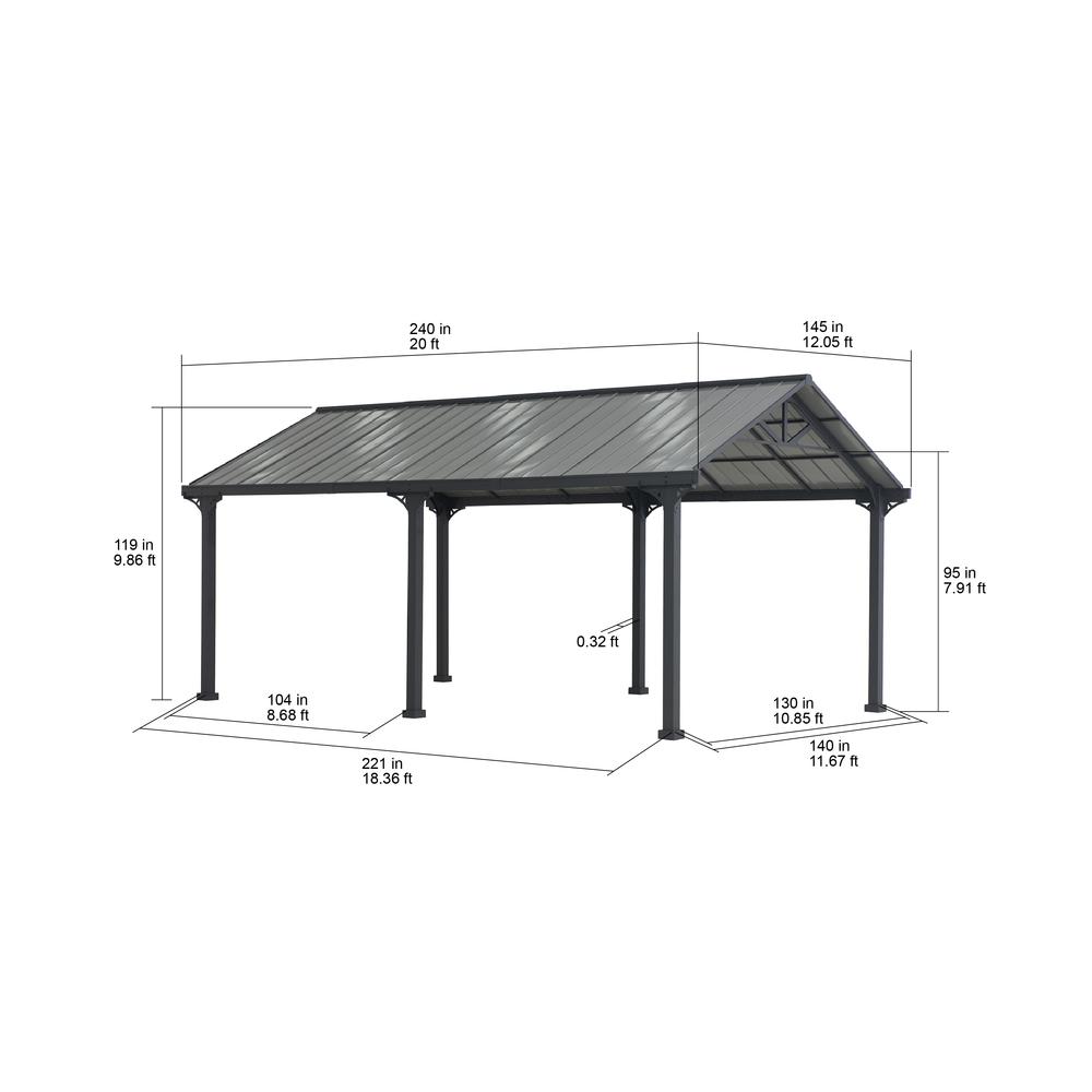 Pritchard Heavy Duty Outdoor Carport with Powder-coated  Steel Roof and Frame. Picture 4