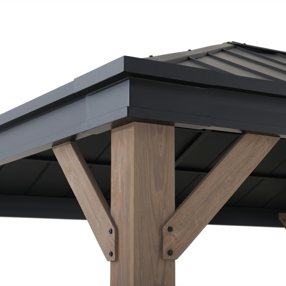 Sunjoy Cedarville 11 x 13 ft Outdoor Black Steel Hardtop Gazebo with Skylight. Picture 9