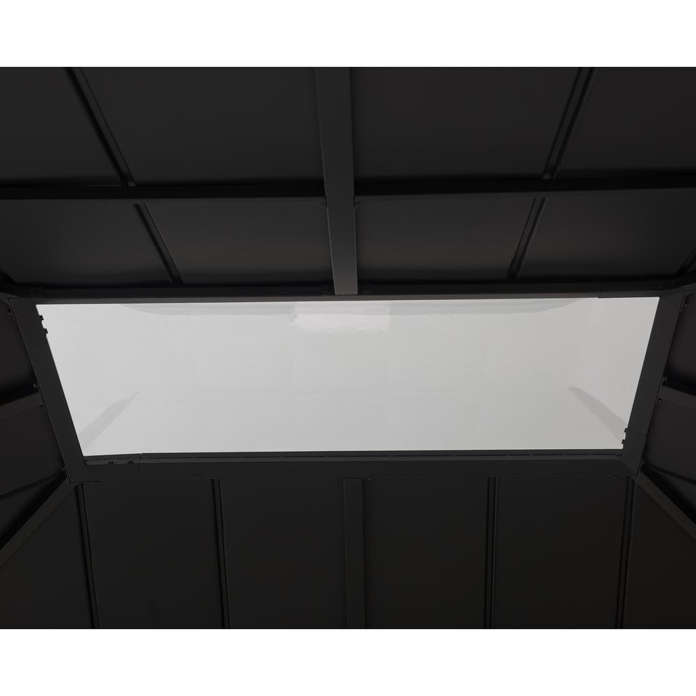 Sunjoy Cedarville 11 x 13 ft Outdoor Black Steel Hardtop Gazebo with Skylight. Picture 10