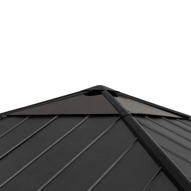 11 ft. x 11 ft. Cedar Framed Black Steel and Polycarbonate Hip Roof Hardtop. Picture 3