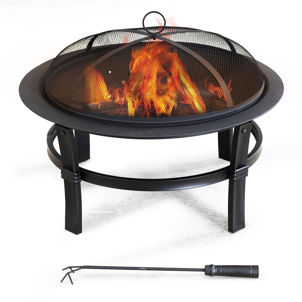 Sunjoy 29 in Hudson Wood-burning Round Firepit for Outside. Picture 4