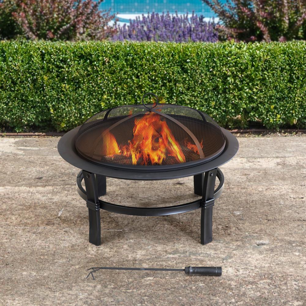 Sunjoy 29 in Hudson Wood-burning Round Firepit for Outside. Picture 5