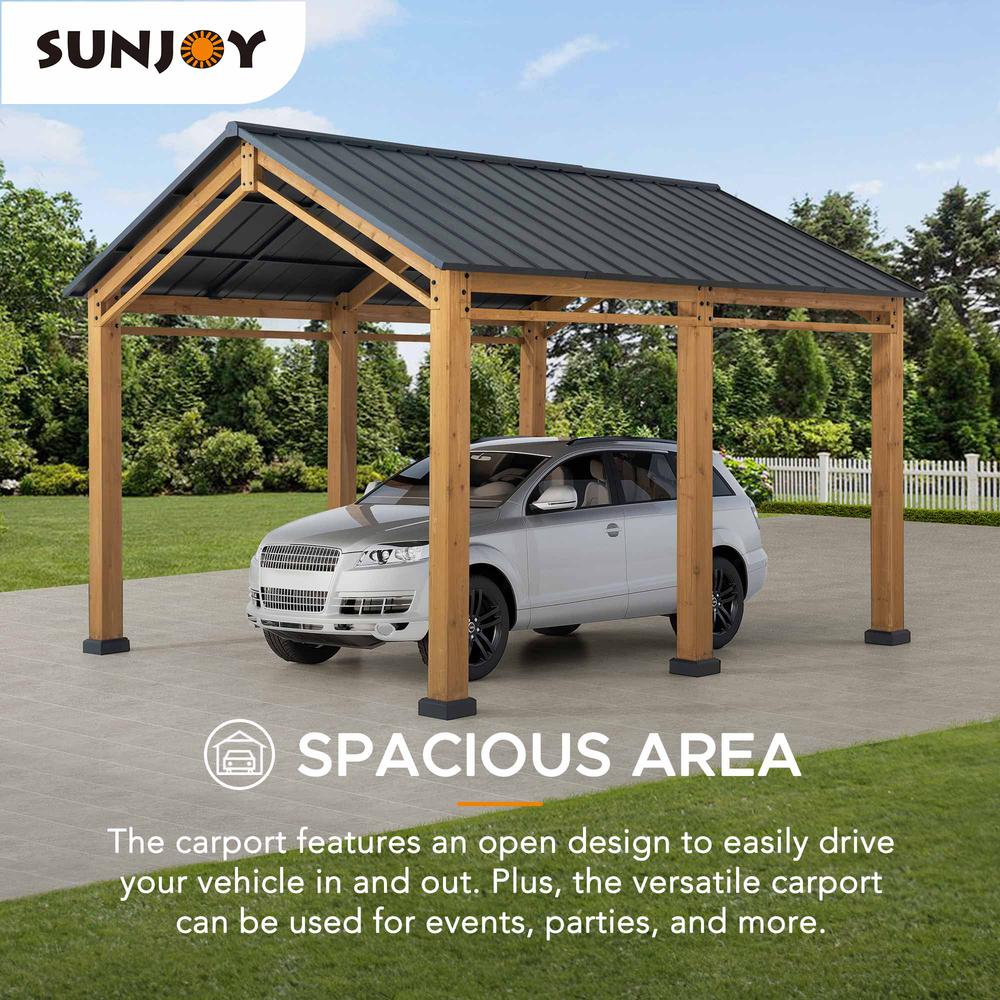Outdoor Gazebo, Heavy Duty Garage Car Shelter with Powder-Coated Steel Roof. Picture 4