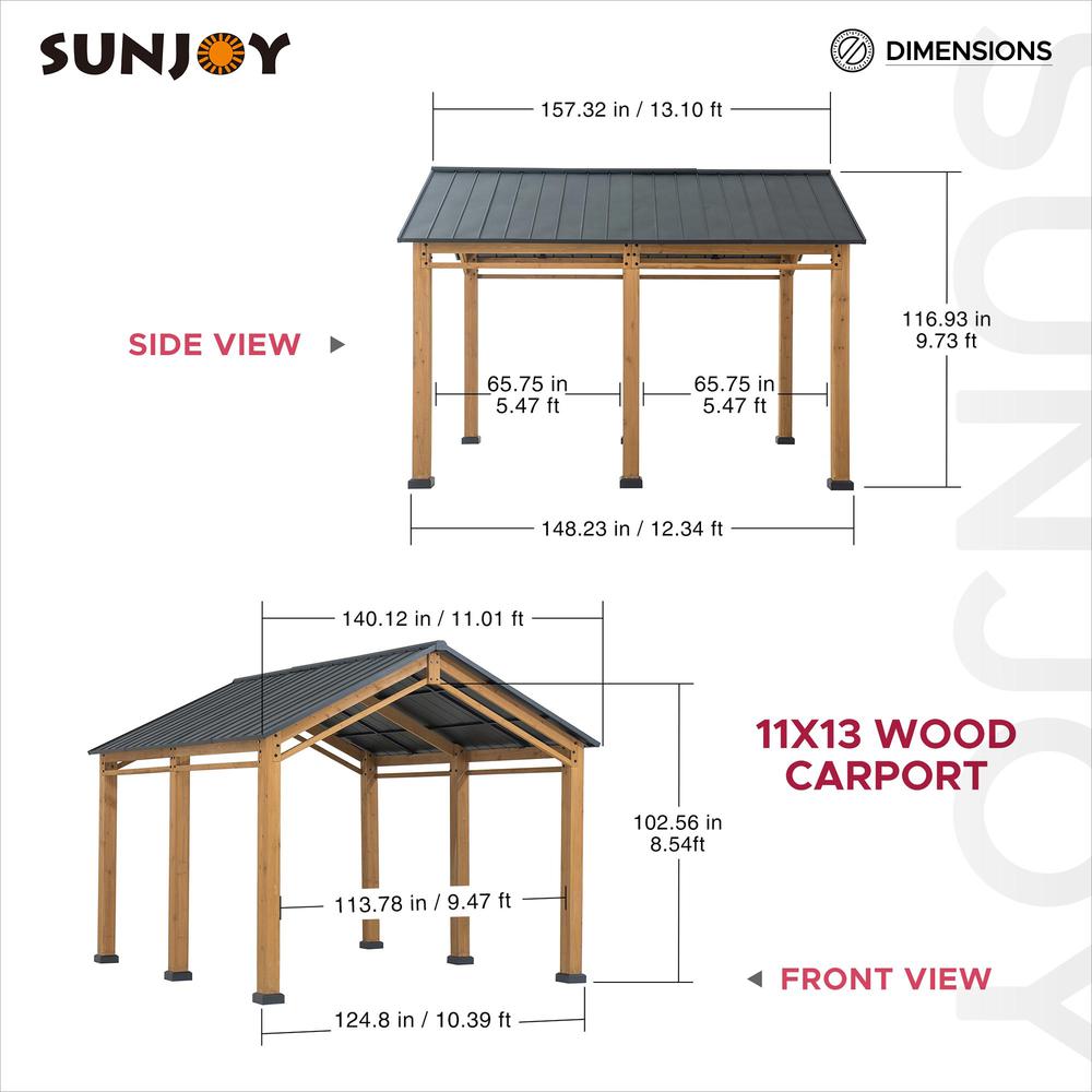 Outdoor Gazebo, Heavy Duty Garage Car Shelter with Powder-Coated Steel Roof. Picture 6