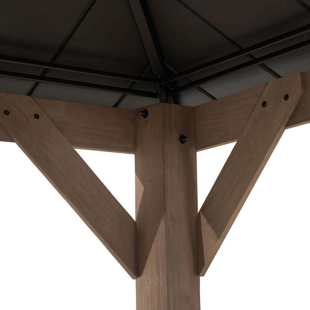 Sunjoy Wooden 11’ x 11’ Outdoor Steel Hardtop Gazebo. Picture 4