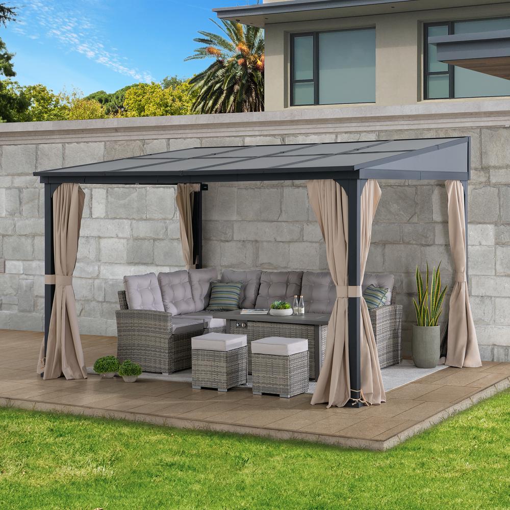 10ft. x 12ft. Polycarbonate Roof; Aluminum Metal Frame with Curtain and Netting. Picture 32