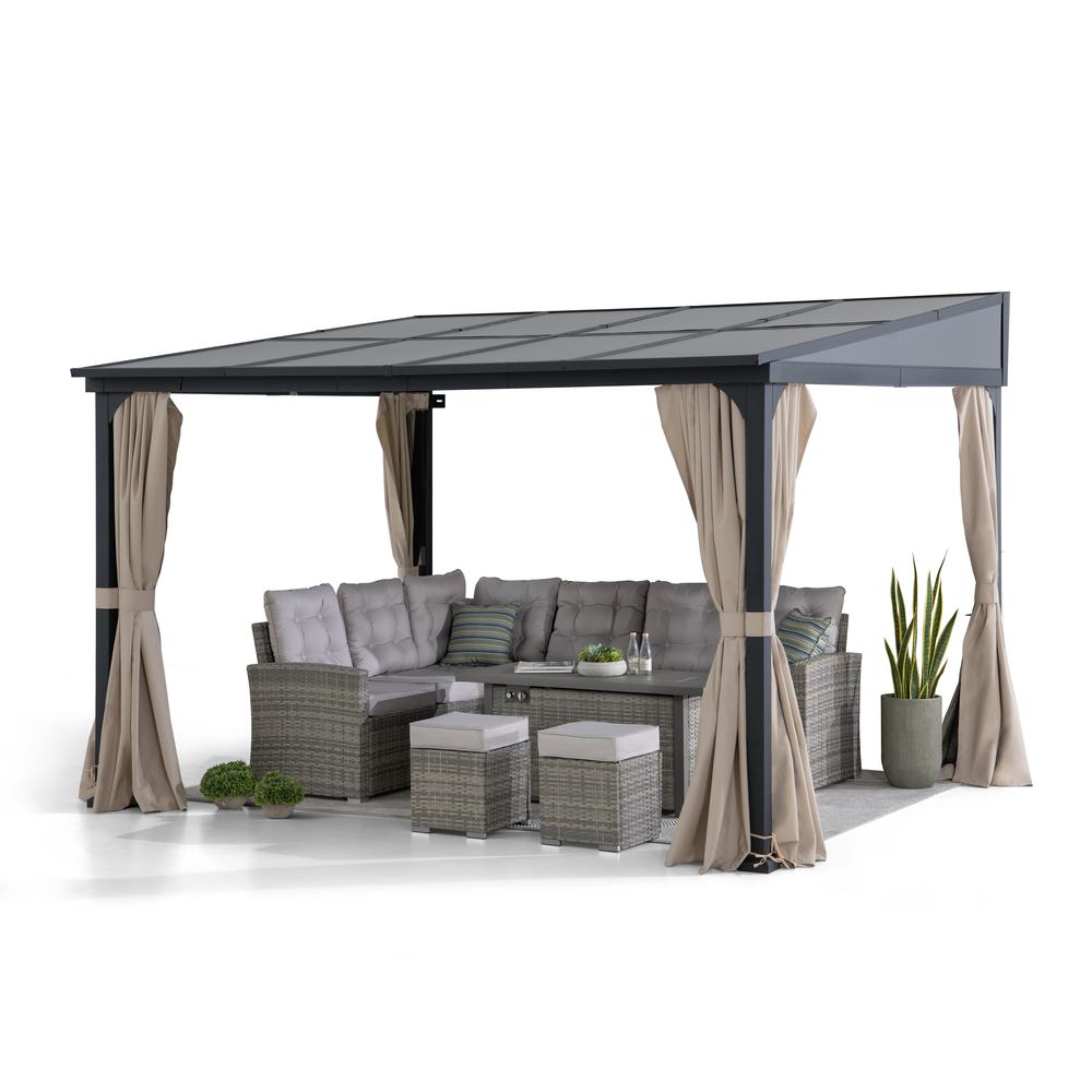 10ft. x 12ft. Polycarbonate Roof; Aluminum Metal Frame with Curtain and Netting. Picture 1