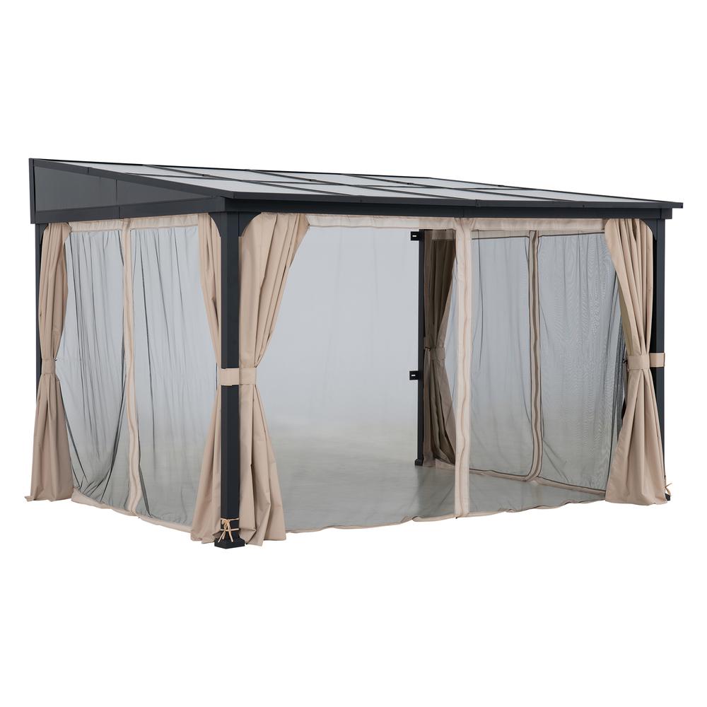 10ft. x 12ft. Polycarbonate Roof; Aluminum Metal Frame with Curtain and Netting. Picture 3