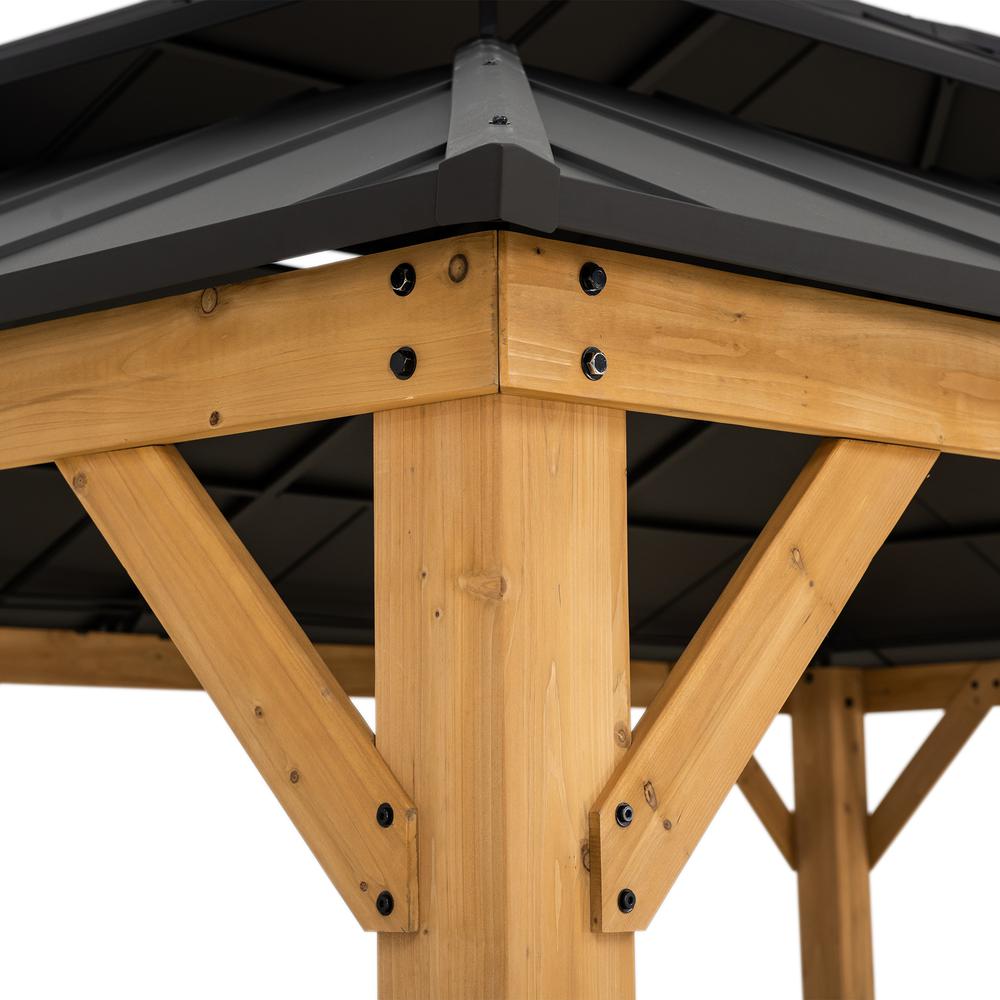 Sunjoy 12x16 ft. Wood Outdoor Patio Steel Hardtop Gazebo. Picture 10