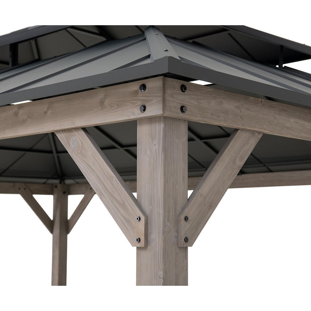 Sunjoy 12x16 ft. Wood Outdoor Patio Steel Hardtop Gazebo. Picture 1