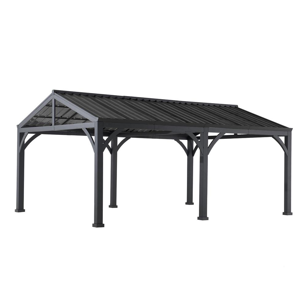 Newville Heavy Duty Outdoor Carport with Polycarbonate Gable Roof. Picture 4