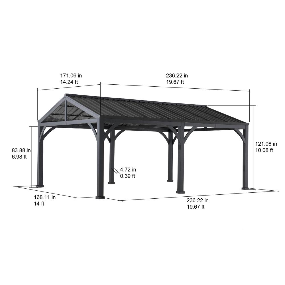 Newville Heavy Duty Outdoor Carport with Polycarbonate Gable Roof. Picture 21