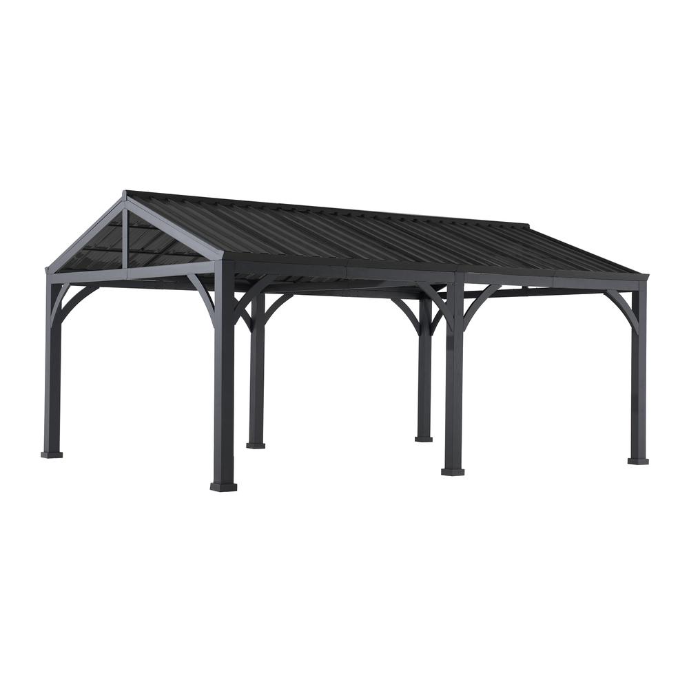 Newville Heavy Duty Outdoor Carport with Polycarbonate Gable Roof. Picture 3