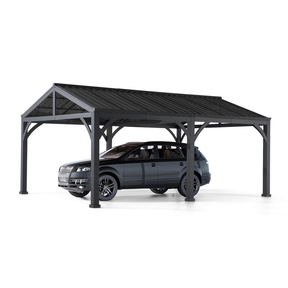 Newville Heavy Duty Outdoor Carport with Polycarbonate Gable Roof. Picture 22
