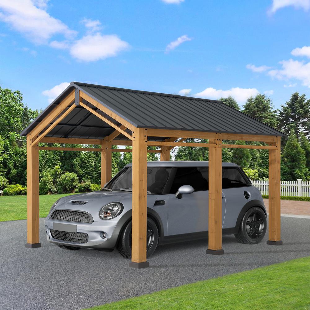 Outdoor Gazebo, Heavy Duty Garage Car Shelter with Powder-Coated Steel Roof. Picture 9