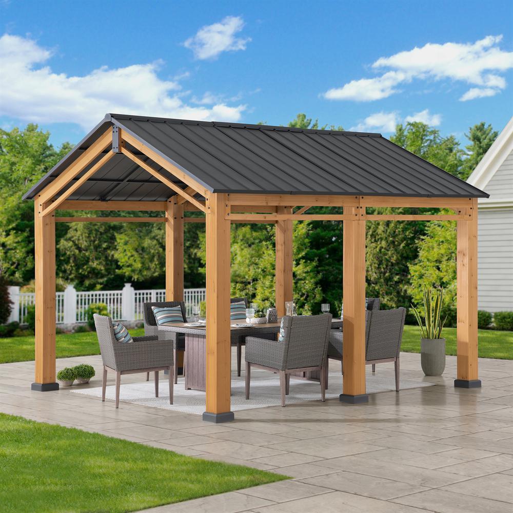 Outdoor Gazebo, Heavy Duty Garage Car Shelter with Powder-Coated Steel Roof. Picture 12