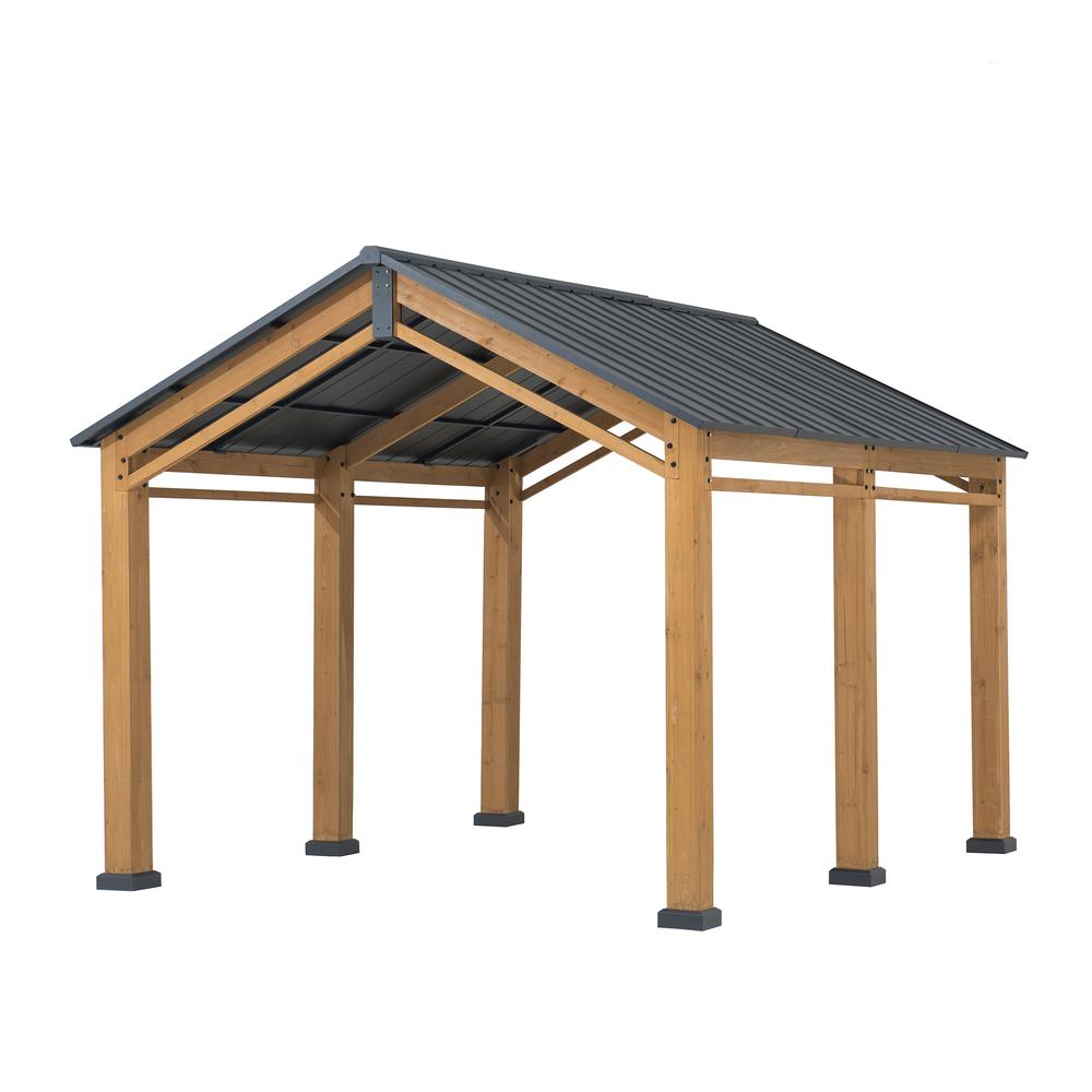 Outdoor Gazebo, Heavy Duty Garage Car Shelter with Powder-Coated Steel Roof. Picture 1