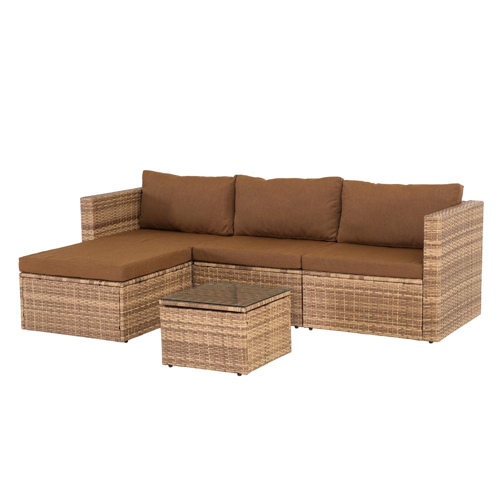 5-Piece Patio Furniture Set, PE Rattan Wicker Sofa Set, Outdoor Seating Set. Picture 37