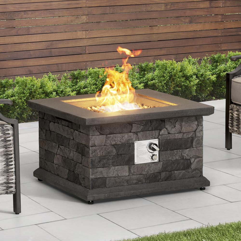 Sunjoy 28 in. Outdoor Propane Gas Slate Square LP Smokeless Fire Pit Table. Picture 12