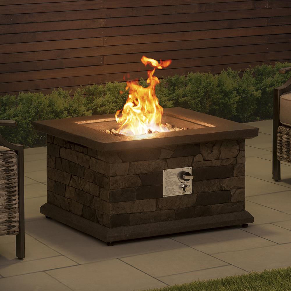 Sunjoy 28 in. Outdoor Propane Gas Slate Square LP Smokeless Fire Pit Table. Picture 13