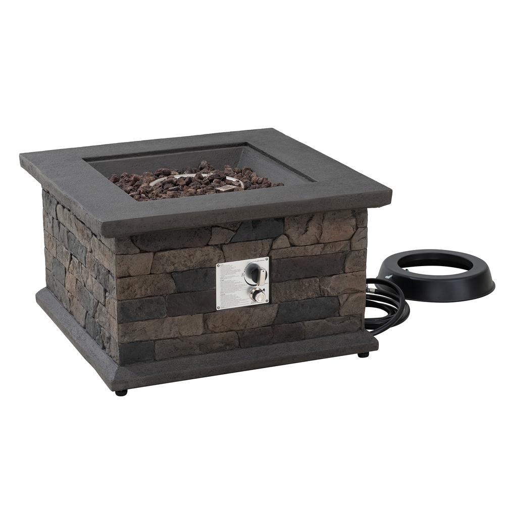 Sunjoy 28 in. Outdoor Propane Gas Slate Square LP Smokeless Fire Pit Table. Picture 10