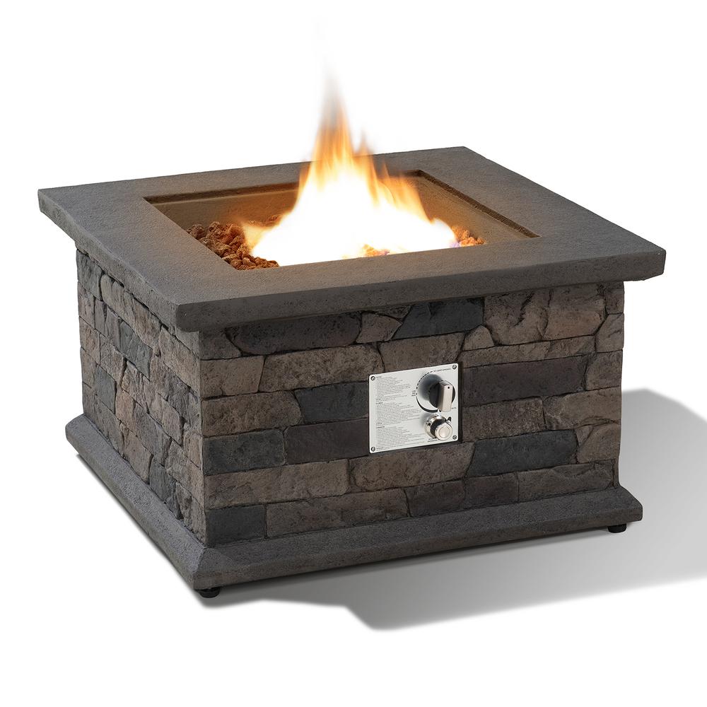 Sunjoy 28 in. Outdoor Propane Gas Slate Square LP Smokeless Fire Pit Table. Picture 9