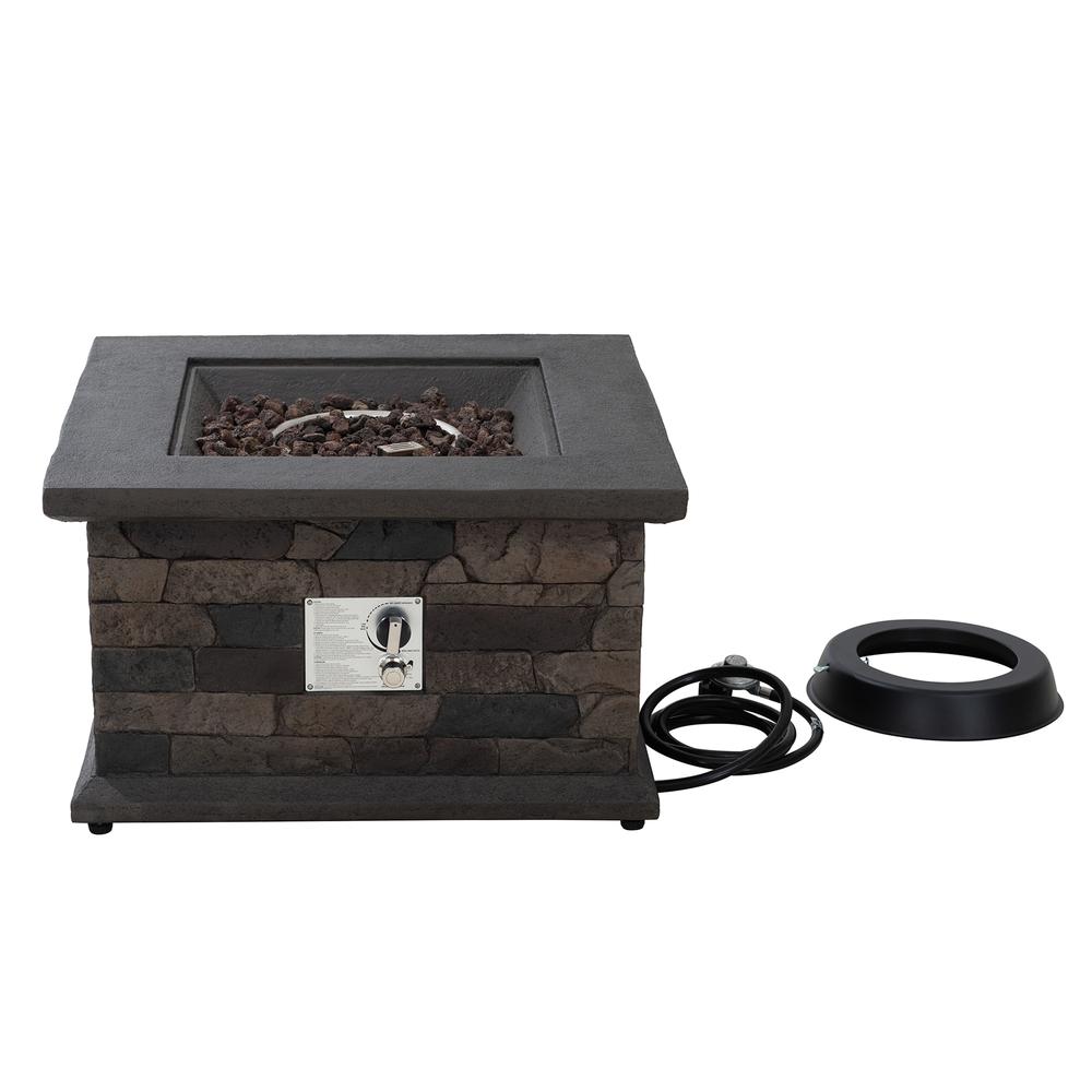 Sunjoy 28 in. Outdoor Propane Gas Slate Square LP Smokeless Fire Pit Table. Picture 11
