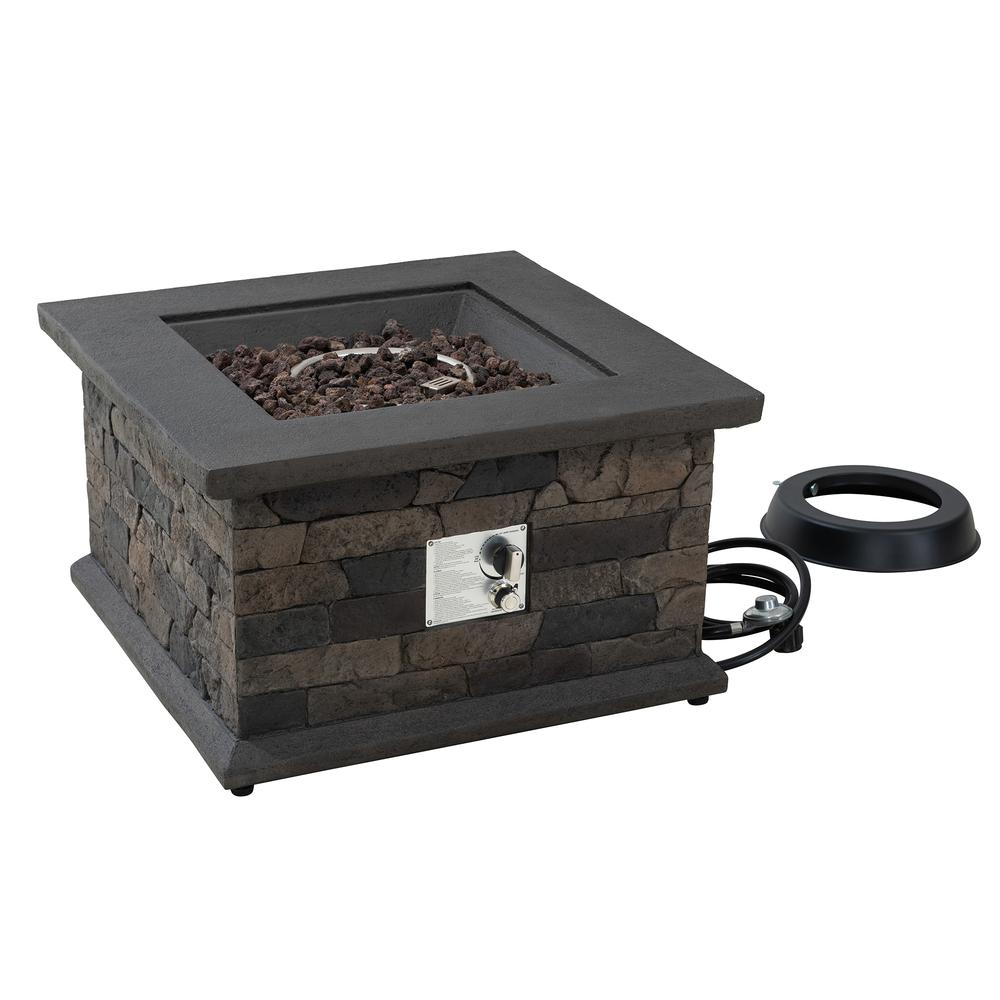 Sunjoy 28 in. Outdoor Propane Gas Slate Square LP Smokeless Fire Pit Table. Picture 14