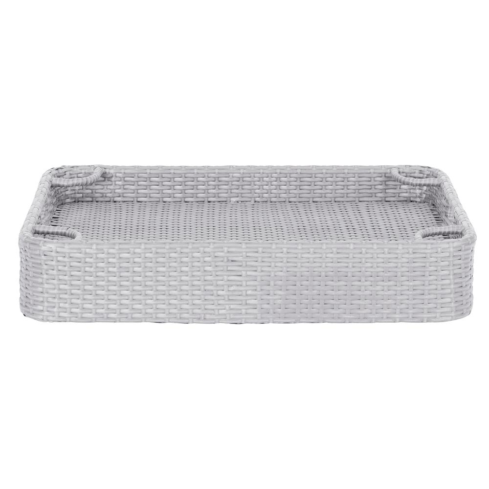 Wicker Floating Pool Tray Durable & Sturdy Aluminum Frame Pool Accessory Tray. Picture 2