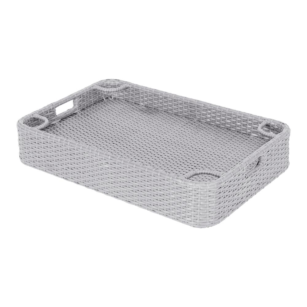 Wicker Floating Pool Tray Durable & Sturdy Aluminum Frame Pool Accessory Tray. Picture 6