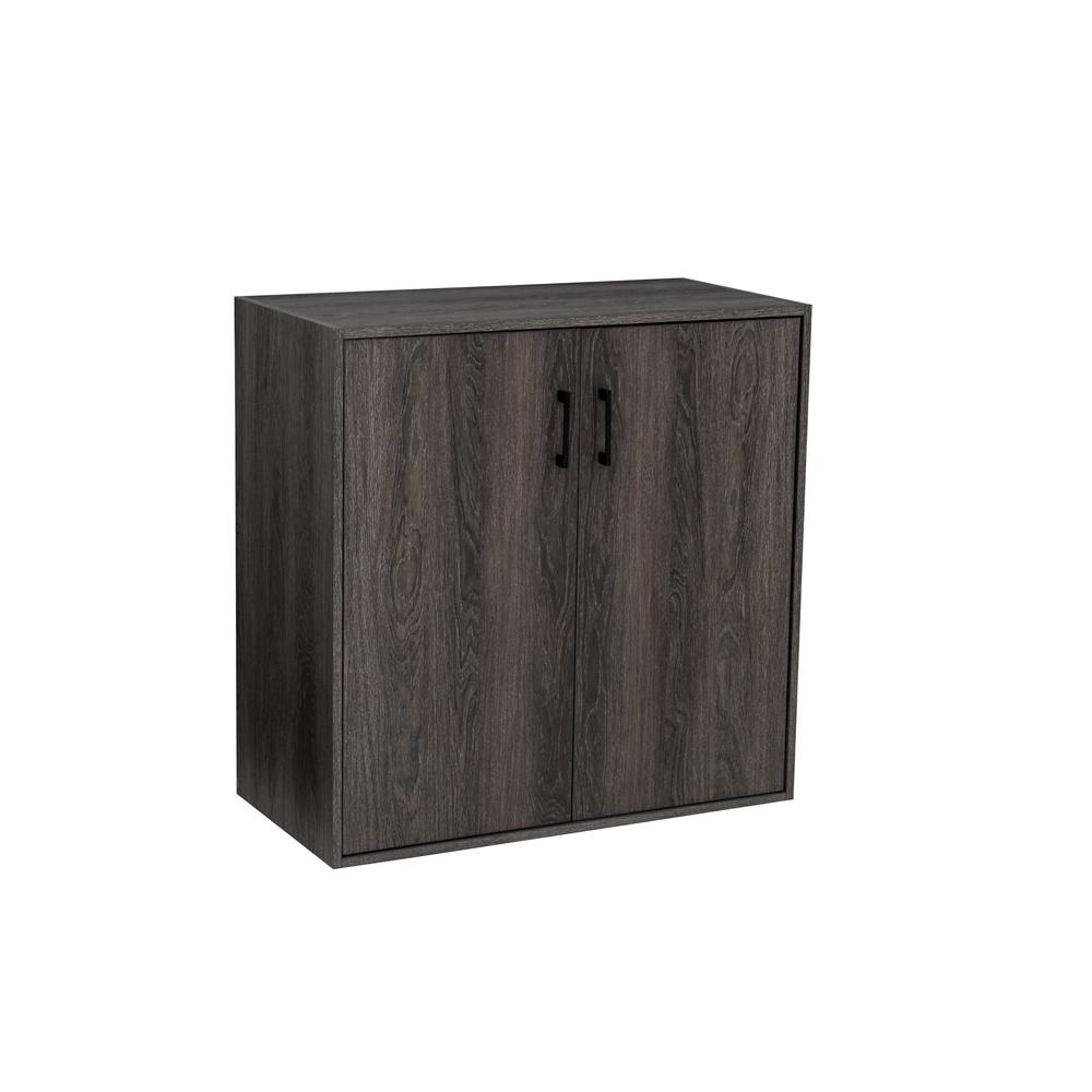Quub Two Door Cabinet, Space Saving Stackable MDF Wood Cabinet for Living Room. Picture 1
