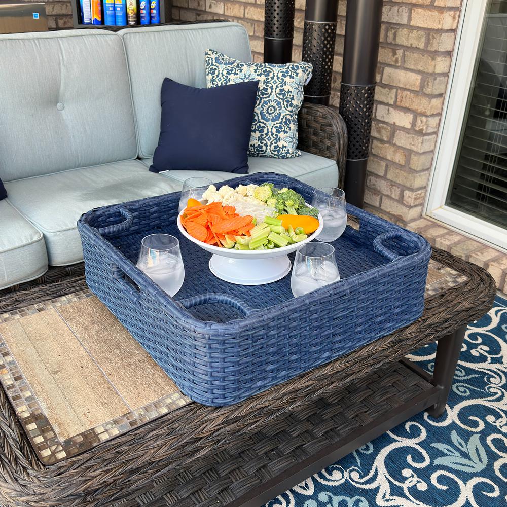 Wicker Floating Pool Tray Durable & Sturdy Aluminum Frame Pool Accessory Tray. Picture 10