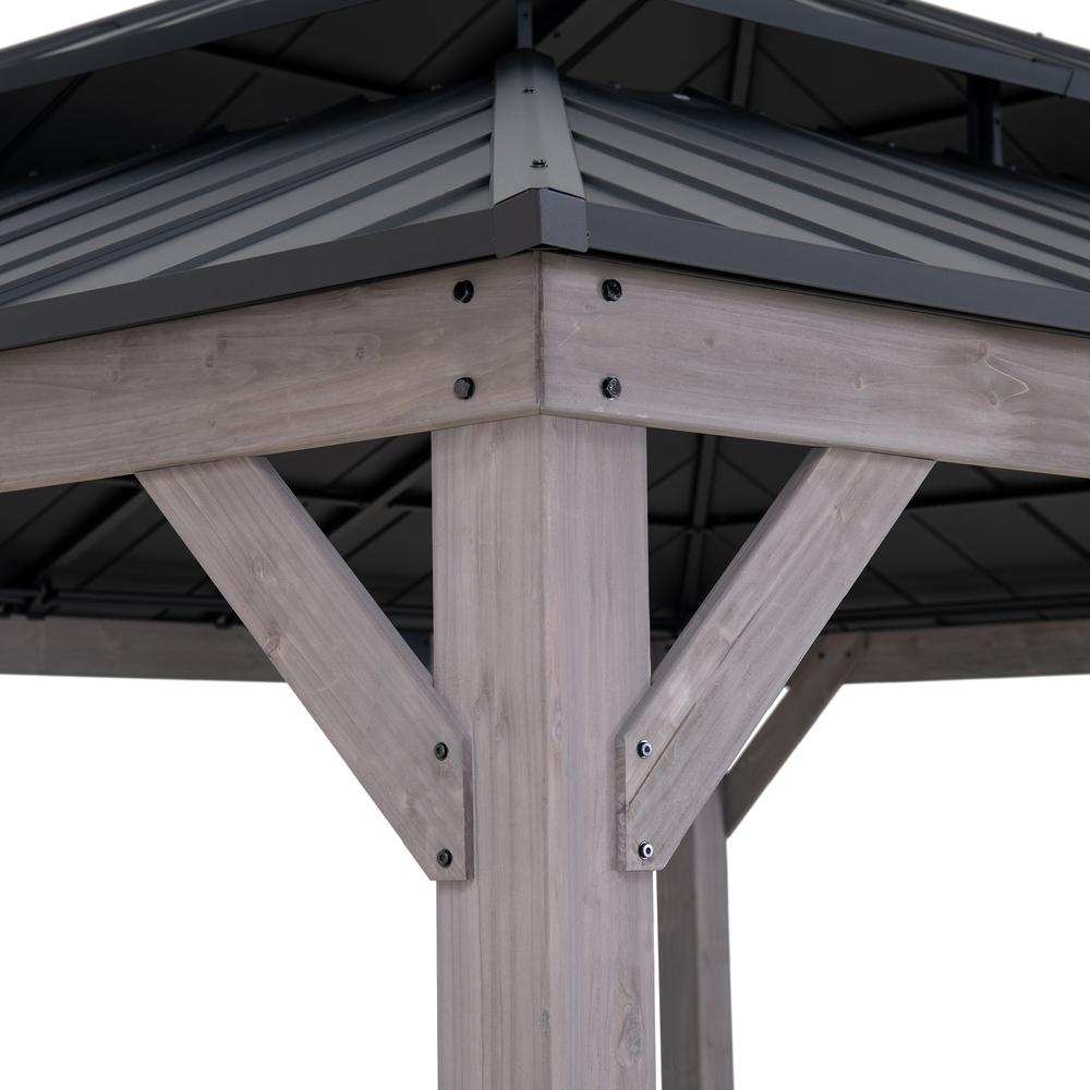 13 ft. x 15 ft. Cedar Framed Gazebo with Black Steel 2-tier Hip Roof Hard Top. Picture 6