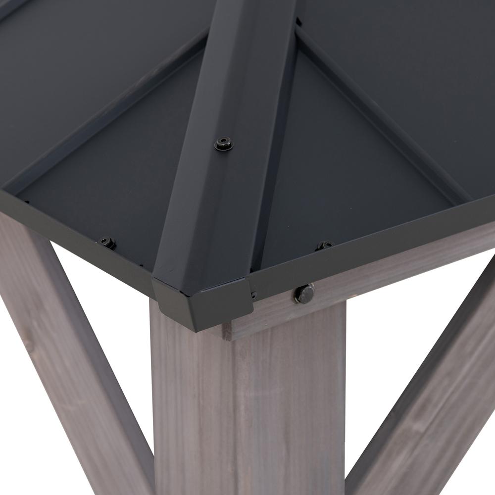 13 ft. x 15 ft. Cedar Framed Gazebo with Black Steel 2-tier Hip Roof Hard Top. Picture 3