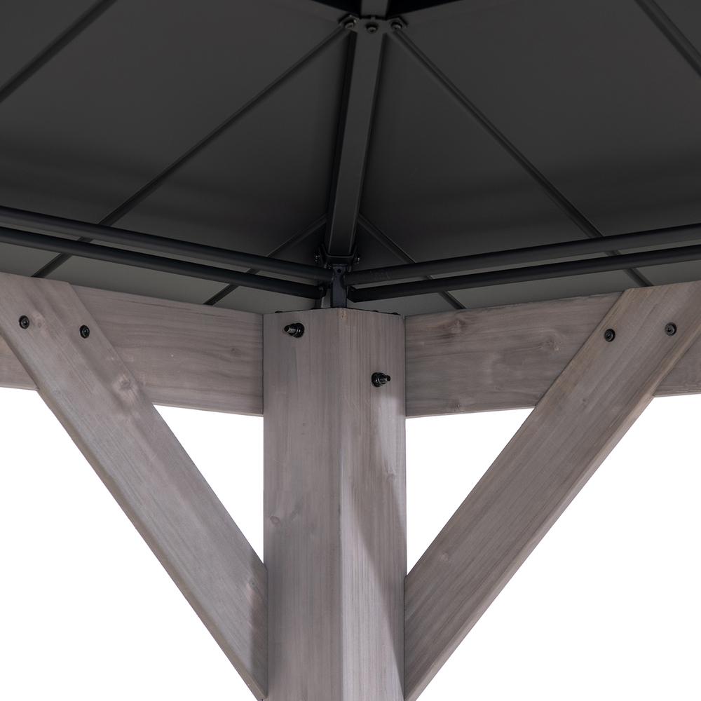 13 ft. x 15 ft. Cedar Framed Gazebo with Black Steel 2-tier Hip Roof Hard Top. Picture 4