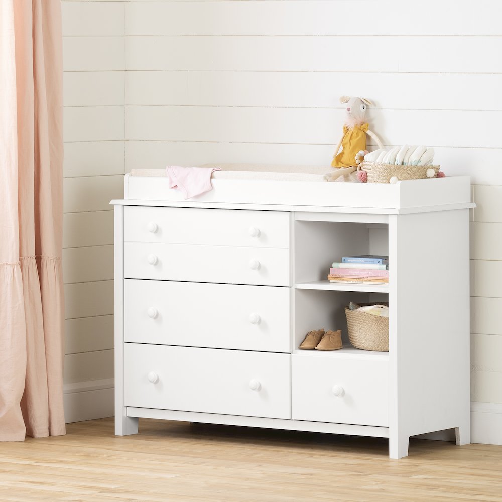 South Shore Little Smileys Changing Table with Removable Changing Station, Pure White. Picture 2