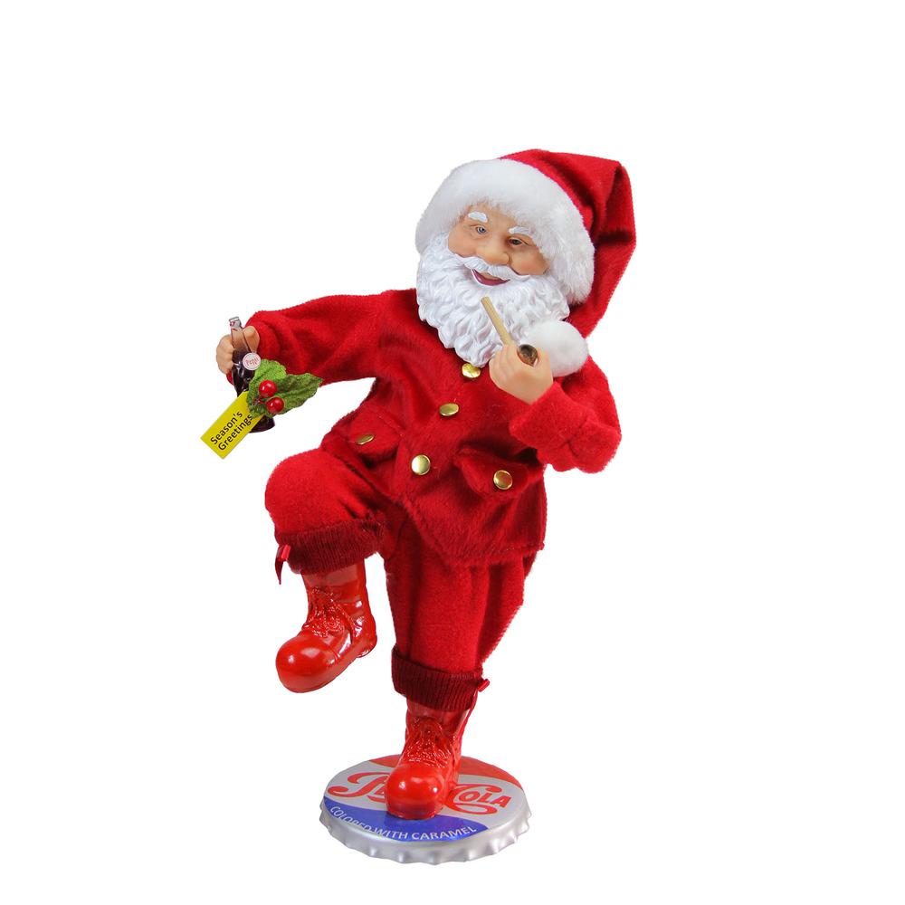 12" Red and White Santa Claus Standing on Pepsi-Cola Bottle Cap Christmas Figurine. The main picture.