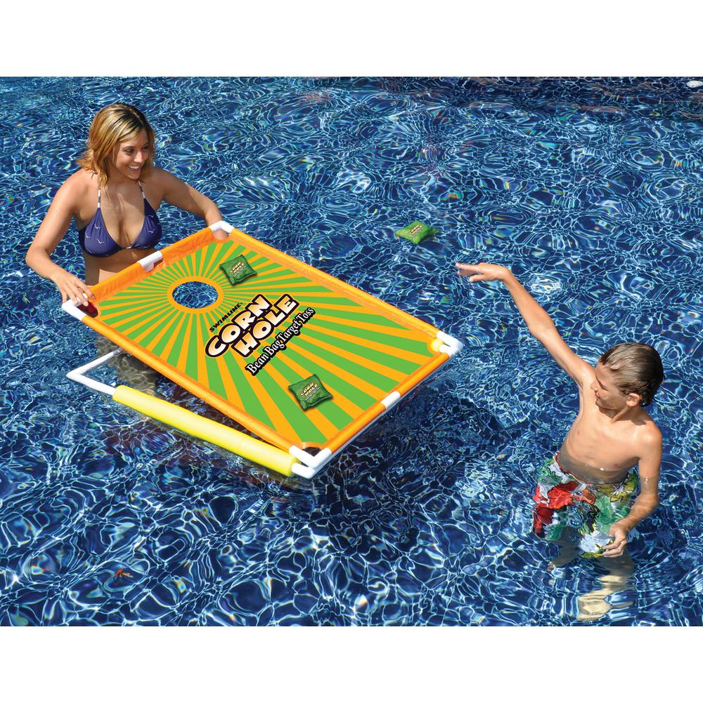 36" Orange and Green Floating Bean Bag Target Toss Swimming Pool Game. Picture 2