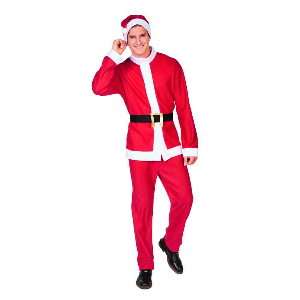 Men's White and Red Santa Claus Christmas Costume Set - Standard Size. Picture 1
