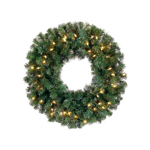 12" Pre-Lit Deluxe Windsor Pine Artificial Christmas Wreath - Clear Lights. Picture 1