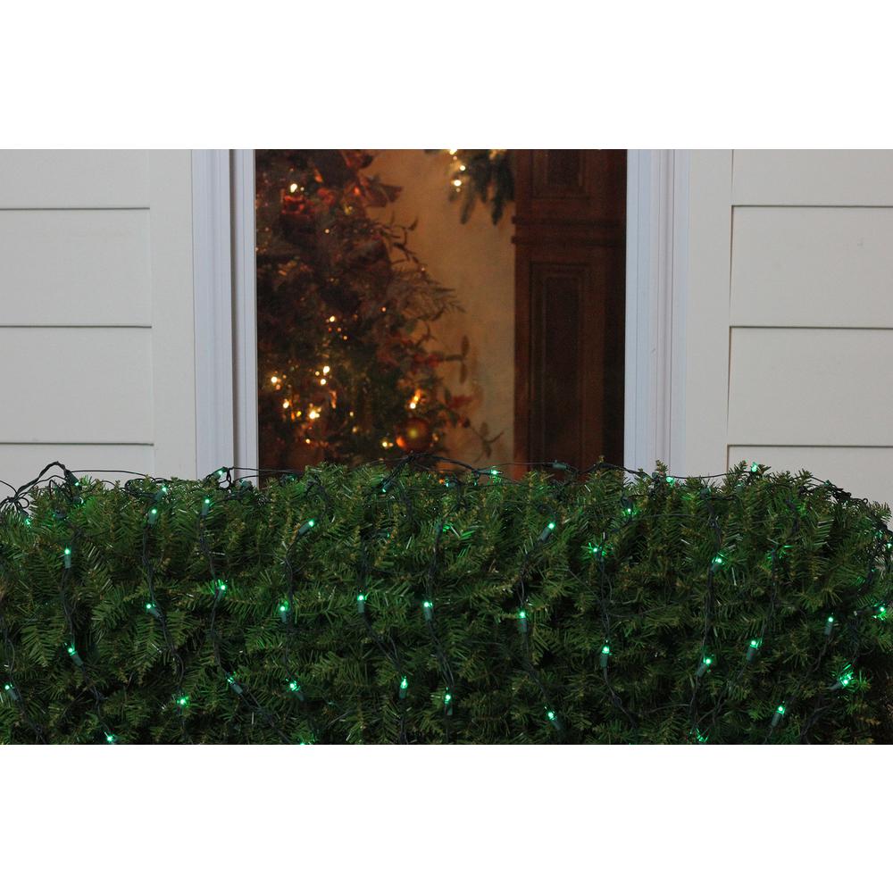 150-Count Green Mini Incandescent Net Style Christmas Lights - 6ft Green Wire. Picture 3